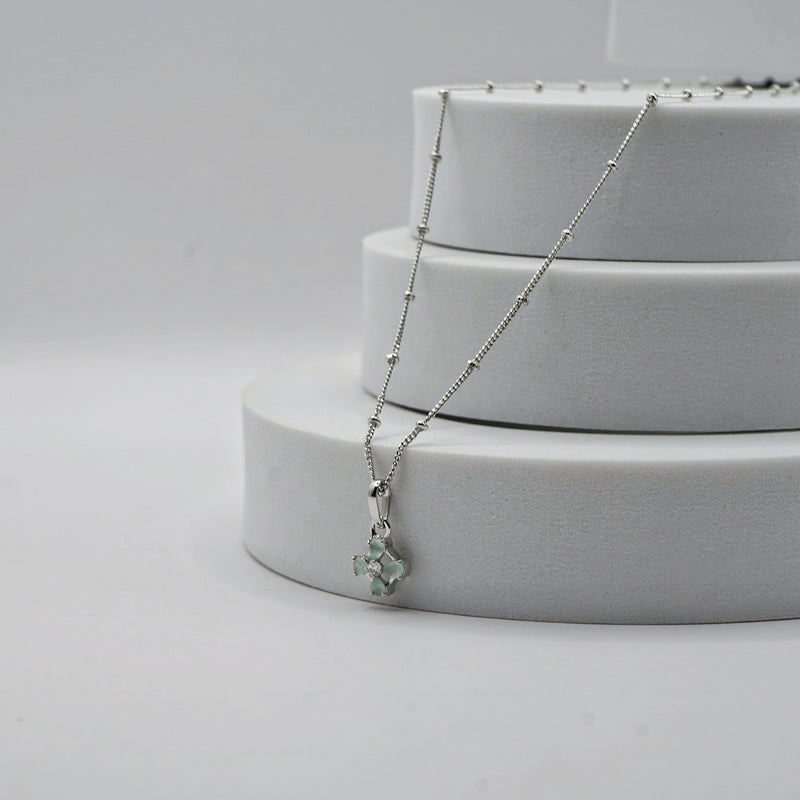 Mint Green Flower Pendant Necklace