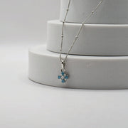Aqua Blue Flower Pendant Necklace