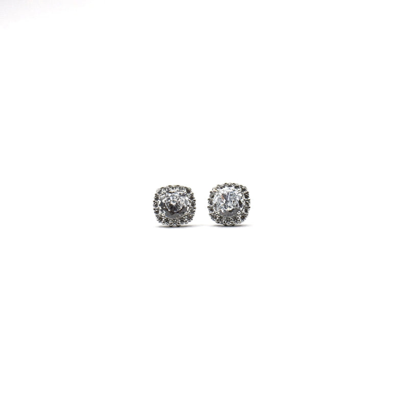 Cushion-Cut Halo Stud Earrings
