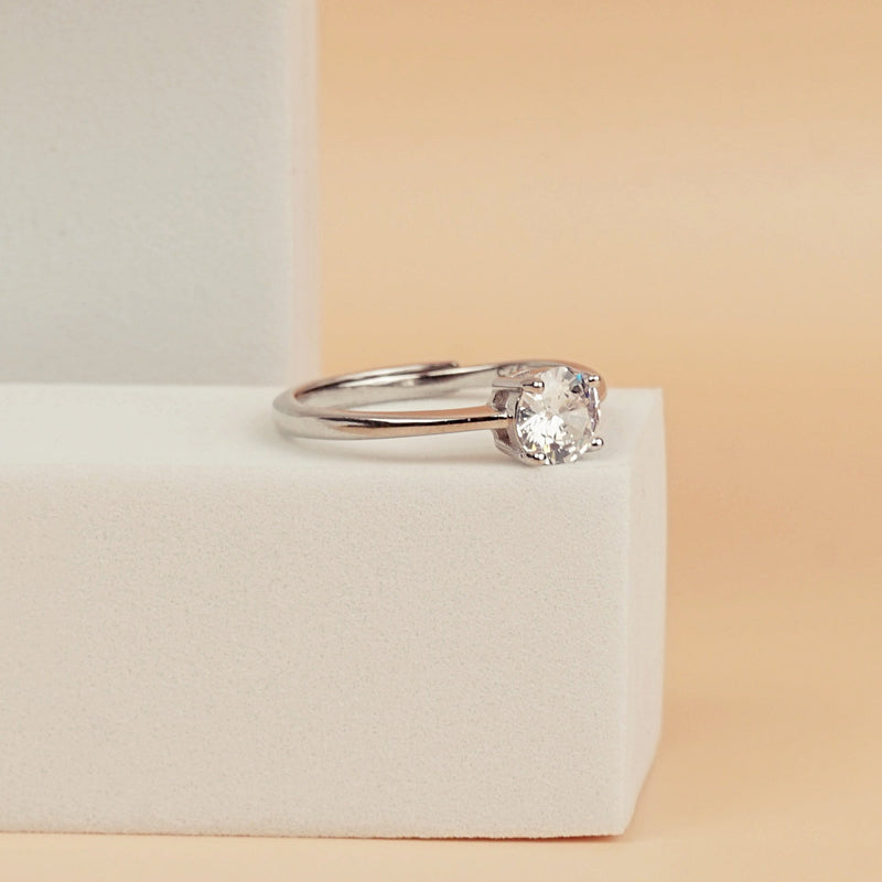 Classic Solitaire Silver Ring