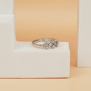 Triple Flower Cluster Adjustable Ring