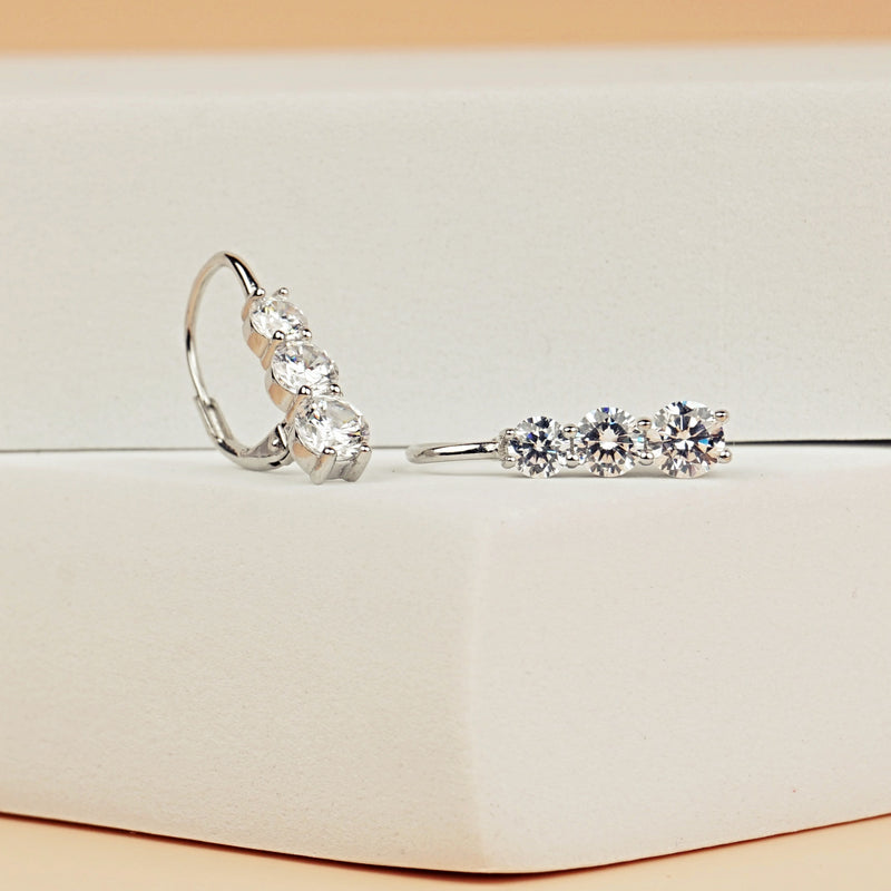 Triple Sparkle Elegance Hoop Earrings