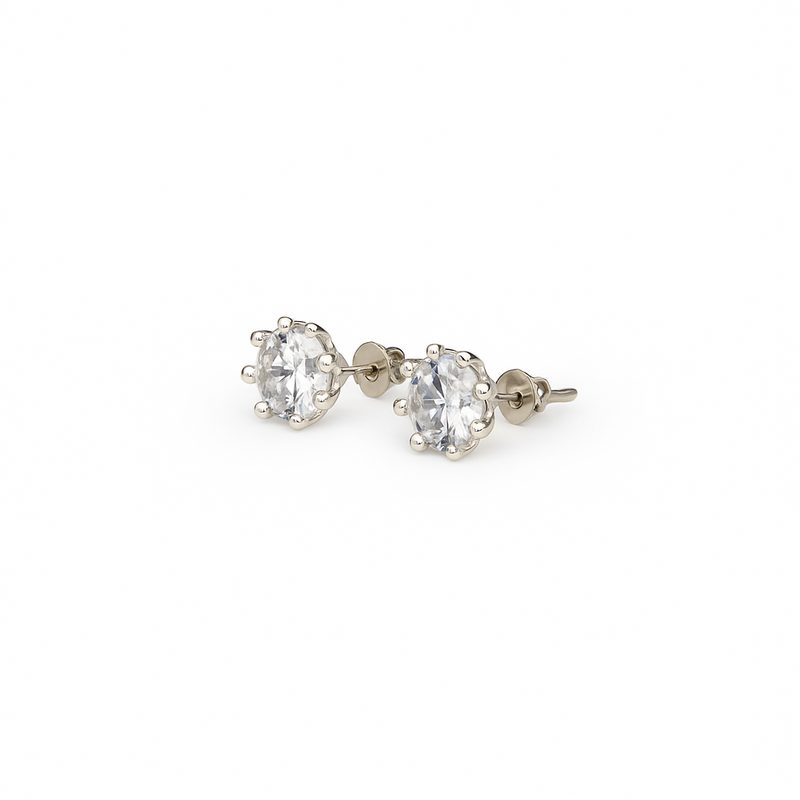 Eight-Prong Solitaire Stud Earrings