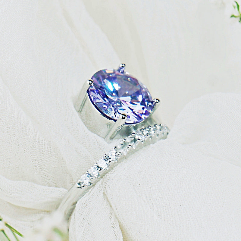 Lavender Glow Solitaire Ring