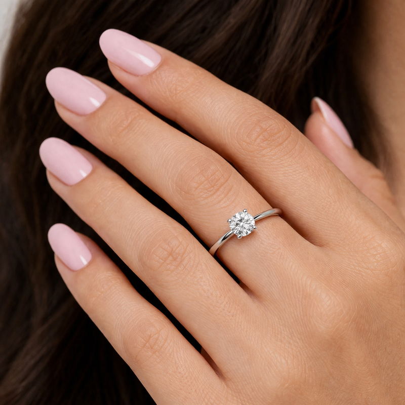 Classic Solitaire Silver Ring