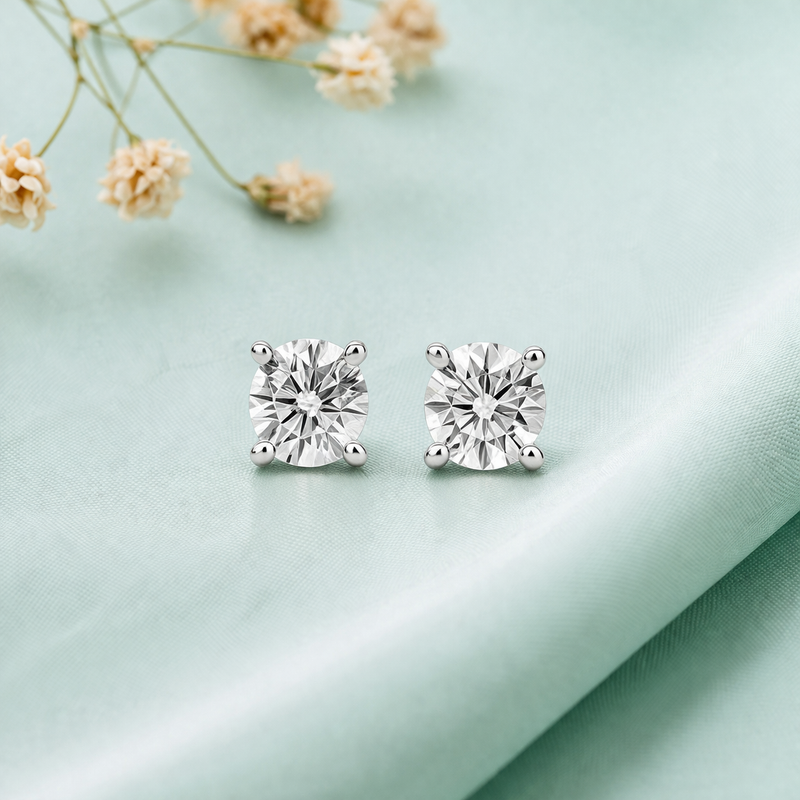Classic Sparkle Solitaire Studs