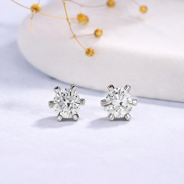 Six-Prong Solitaire Stud Earrings