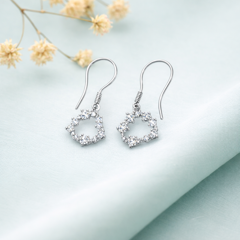 Sparkling Heart Drop Earrings