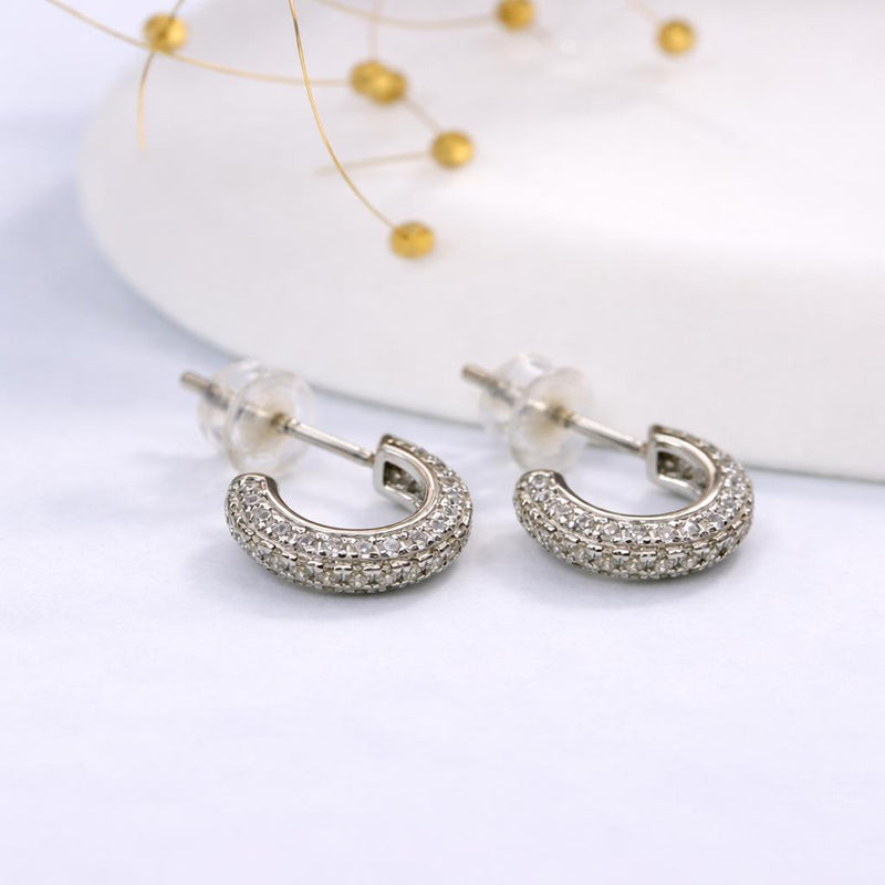 Classic Pave Half-Hoop Earrings