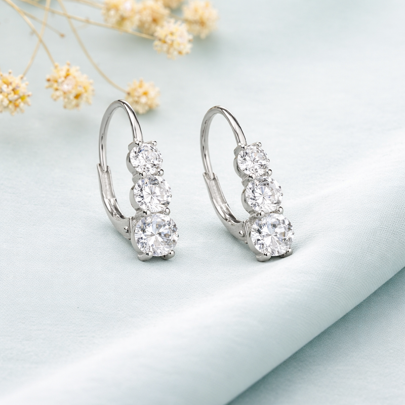 Triple Sparkle Elegance Hoop Earrings