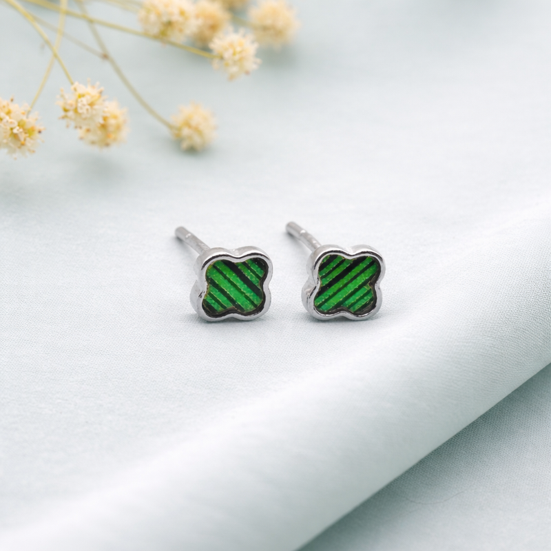 The Verdant Green Clover Studs