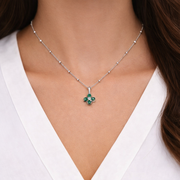 Emerald Flower Pendant Necklace