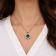 Emerald Radiance Halo Necklace