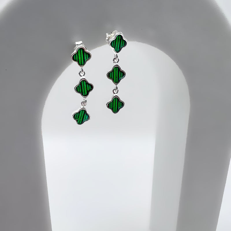 The Emerald Tiered Clover Studs