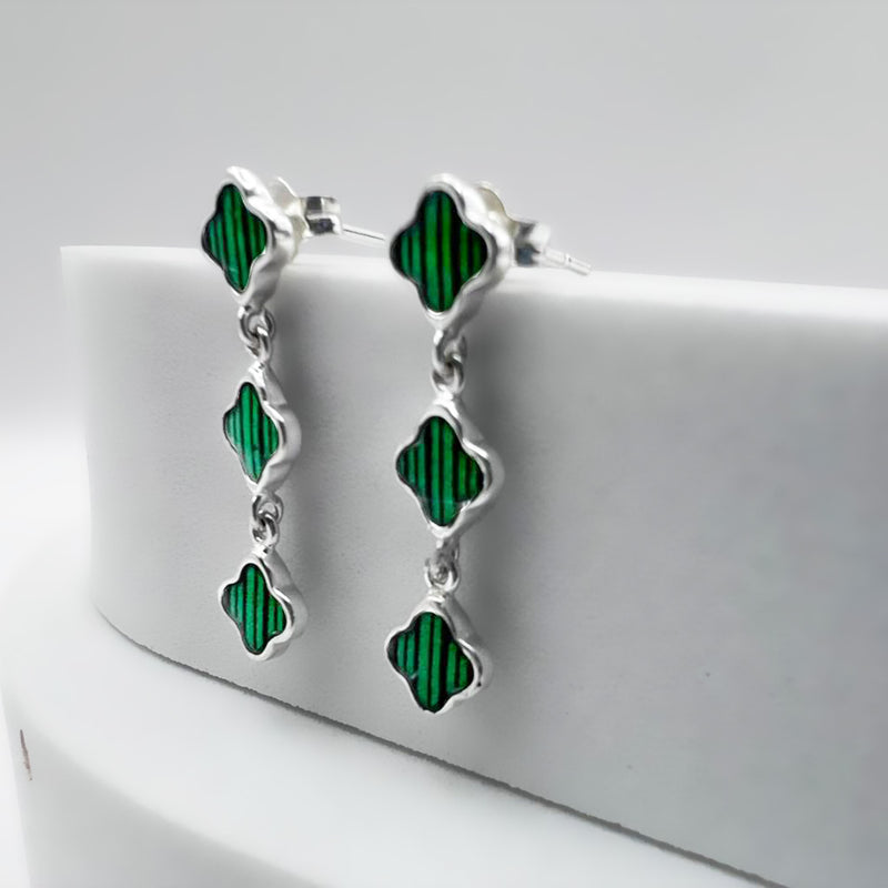 The Emerald Tiered Clover Studs