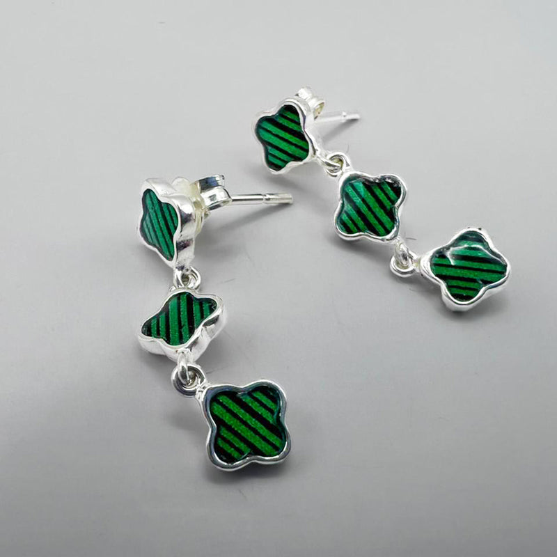 The Emerald Tiered Clover Studs