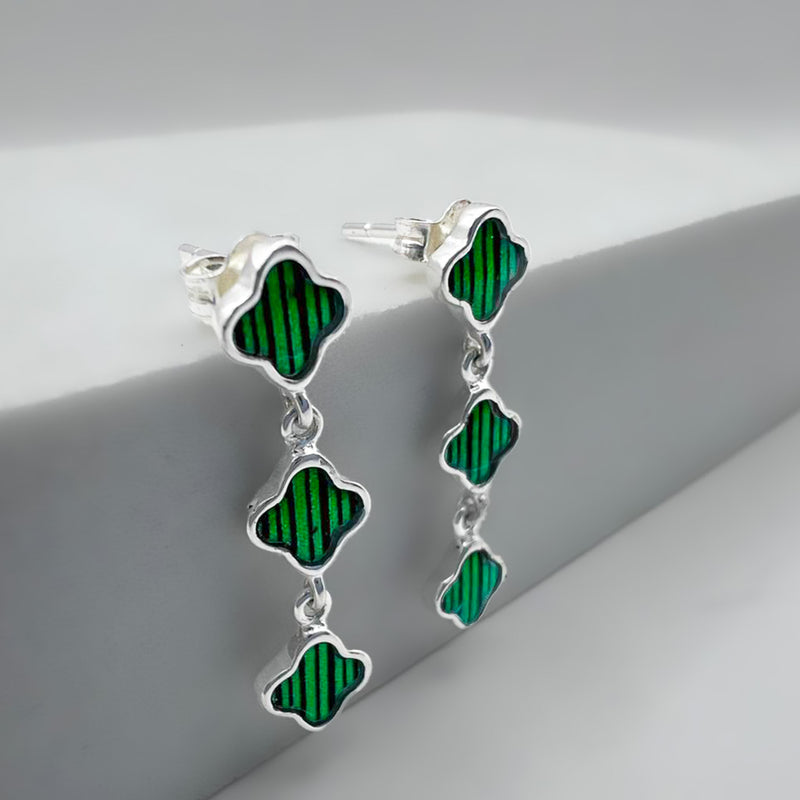 The Emerald Tiered Clover Studs