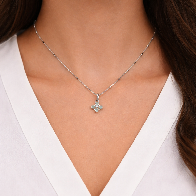 Mint Green Flower Pendant Necklace