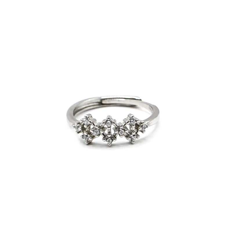 Triple Flower Cluster Adjustable Ring