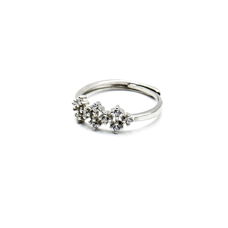 Triple Flower Cluster Adjustable Ring