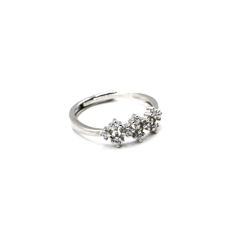 Triple Flower Cluster Adjustable Ring