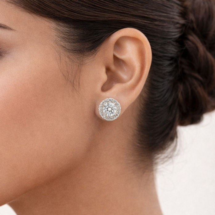 Radiant Halo Cluster Stud Earrings