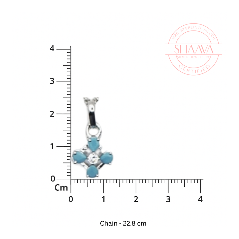 Aqua Blue Flower Pendant Necklace