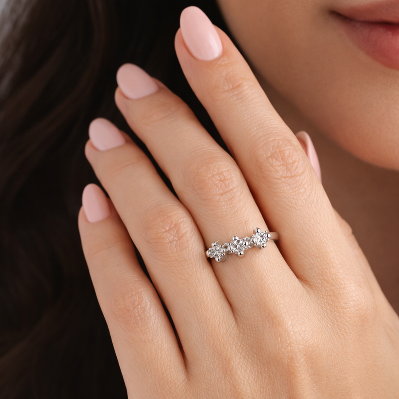 Triple Flower Cluster Adjustable Ring